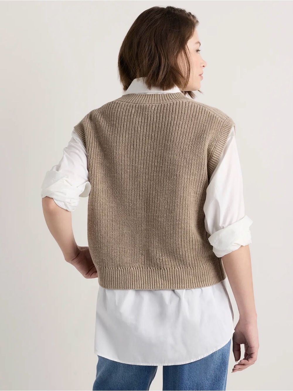 Quince Cotton Linen Sweater Tank Earthen Khaki - Picture 3 of 9